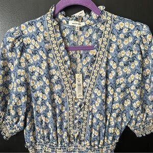 Max Studio Blue and Yellow Floral Blouse Brand new